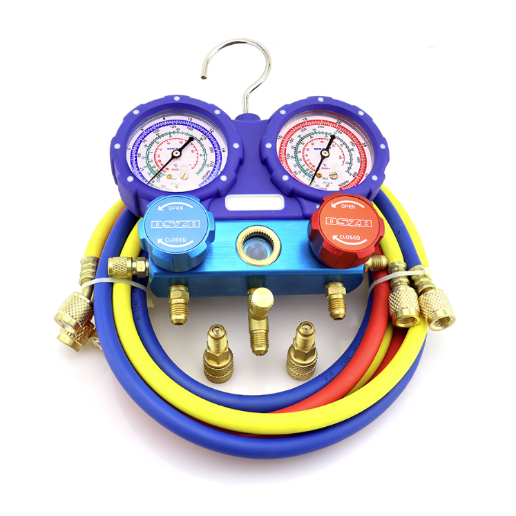 WK-8P Portable Refrigeration Tool Box Charging Hose Flaring Tool Pipe Cutter and Manifold Pressure Gauge HVAC Tool Suitcase