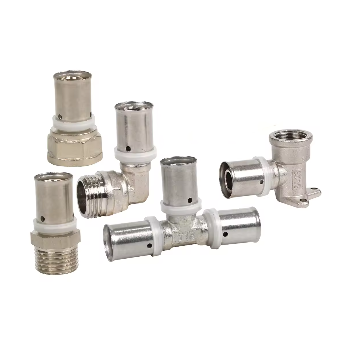 Wholesale Accessories High Quality PEX Multilayer Fitting PERT Fitting Pipe Press Fitting Nickelplating Male Tee Brass Fitting