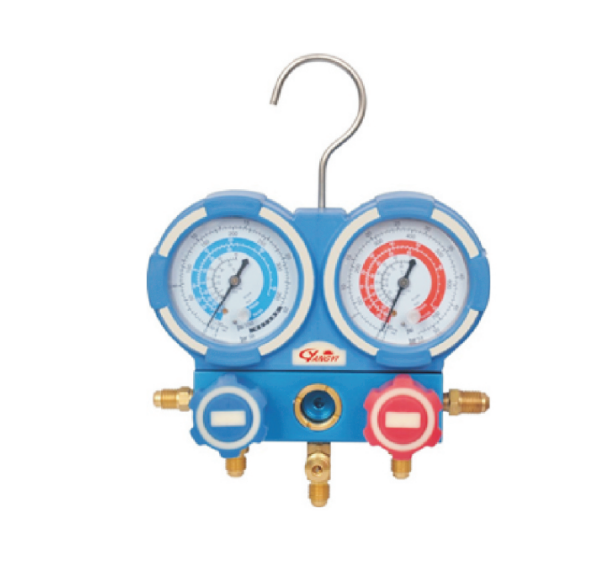 China R410A R32 R22 R134A Refrigerant Pressure Gauge Aluminum Valve Manifold Gauge Set with Charging Hose Refrigeration Tool