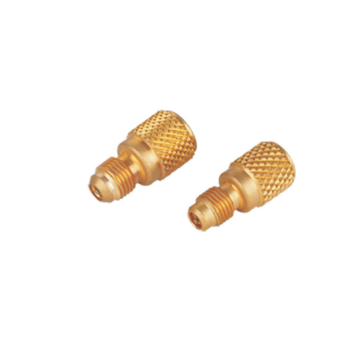 China Hot Sale R410a Brass Adapter 1/4" to 5/16" SAE Charging Hose Vacuum Pump Valve Connector Copper Fittings Brass