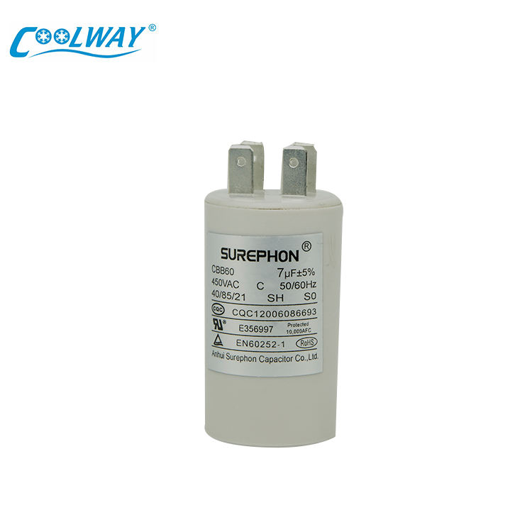 Factory Direct Sales Cbb61 Fan Capacitor 2Uf 2.5Uf 3Uf 4Uf 5Uf 6Uf 7Uf 450V Fan Capacitor