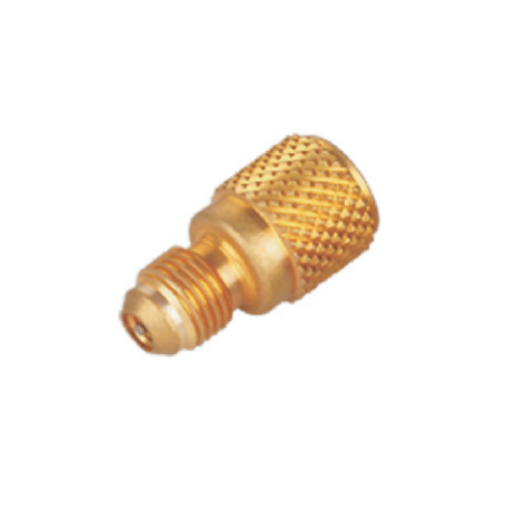 China Hot Sale R410a Brass Adapter 1/4" to 5/16" SAE Charging Hose Vacuum Pump Valve Connector Copper Fittings Brass