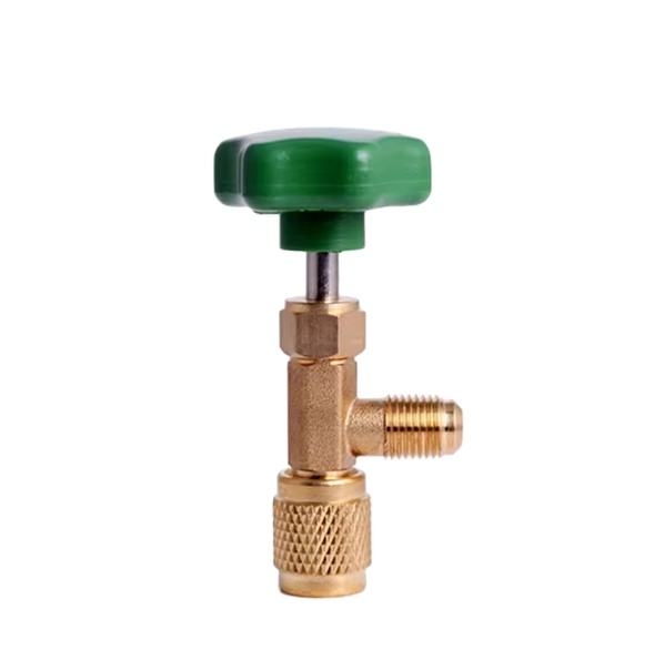Manufacture Hot Selling Brass Electrical Fitting Refrigeration Part Universal Control Valve Refrigerant Can Tap Valve