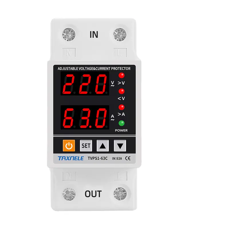 Hot Sale Simple Good Price Single Phase Homeuse 63A Voltage Protector Voltage Protector 220V Over Under Voltage Protector