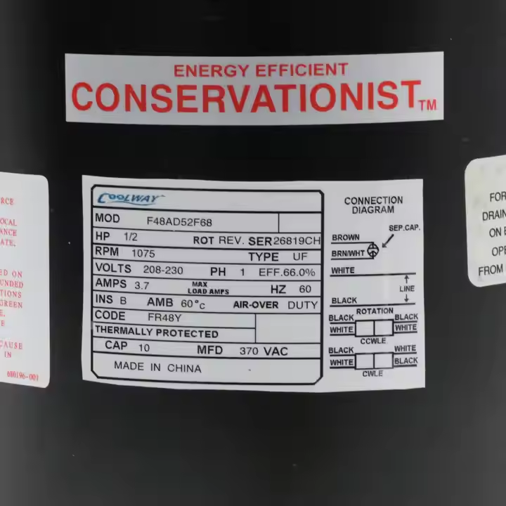 Good Quality HVAC Condenser Motor Low Price AC Air Conditioner Motor Electrical Fan Motor 1/3-1/6HP 208-230V 2 Speed