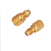 China Hot Sale R410a Brass Adapter 1/4" to 5/16" SAE Charging Hose Vacuum Pump Valve Connector Copper Fittings Brass
