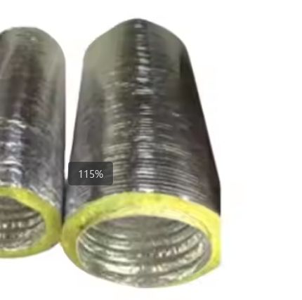 Hot Sale Round Insulated Flexible Duct Aluminum Foil Hose Flexible Pvc Conduit Pipe Insulation Effect Pipe Yellow Cotton