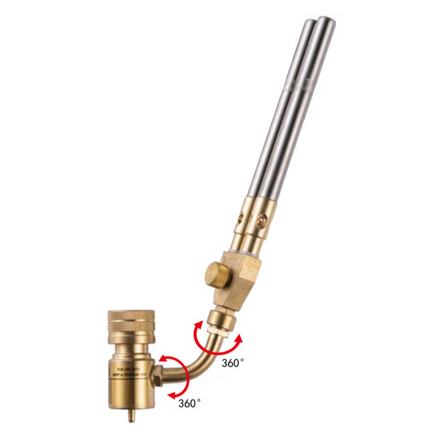 High Quality HT-1D2M Dual-Tip Torch with Single-Tip/Dual-Tip Switching (both the Bent Tube and the Tip Can Swivel 360°) Torch