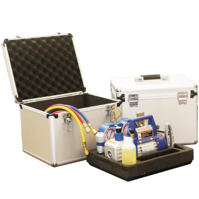 China Vacuum Pump Portable Box Aluminium case HVAC Refrigerant Vacuum Pump Set Vacuum Pump Kit for Car air Condition Repair