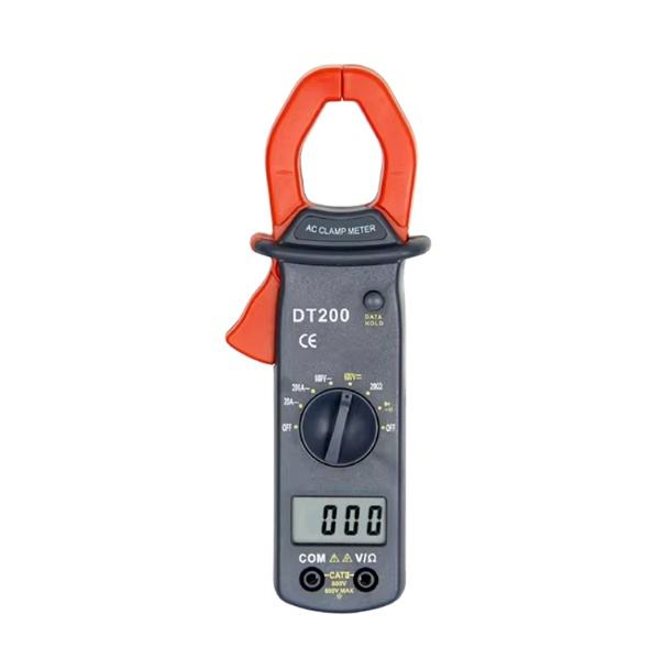 AC/DC Digital Clamp Meter True-RMS Multimeter Anto-Ranging Tester Current Clamp Meter with Amp Volt Ohm Diode DT200