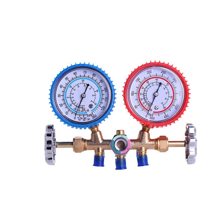 Refrigerant Double Manifold Set Gauges Set, AC Refrigerant Gas Digital Double Manifold Gauge Set With Charging Hose