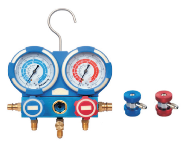 China R410A R32 R22 R134A Refrigerant Pressure Gauge Aluminum Valve Manifold Gauge Set with Charging Hose Refrigeration Tool