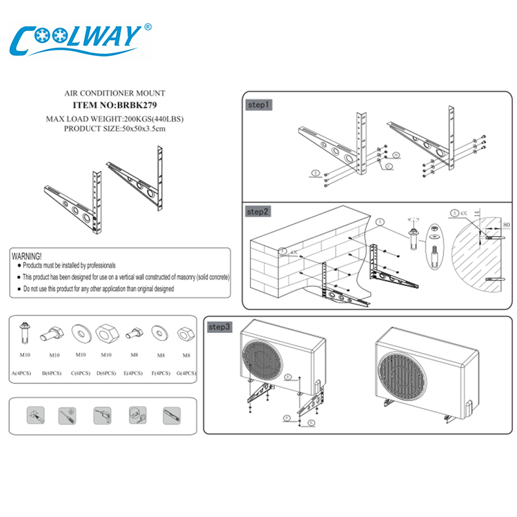 Cheap Price Factory Customize Air Conditioner Support Easy Installation Air Conditioner Parts AC Wall Mount Bracket