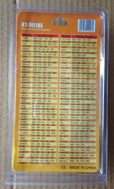 Universal A/C Air Condition Remote Controller for Air Condition Wholesale Remote Control Tv Box Remote Control Kt-9018e