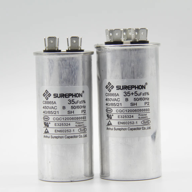 High Quality CBB65 Motor Run Capacitor for AC Air Conditioning Standing Current 370VAC/440VAC Cooling Equipment Capacitor